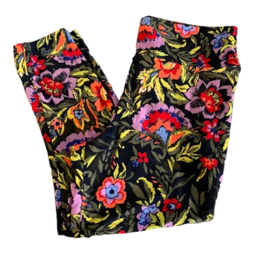 Terra & Sky Black Floral Leggings NWT Size 0X 14W #024